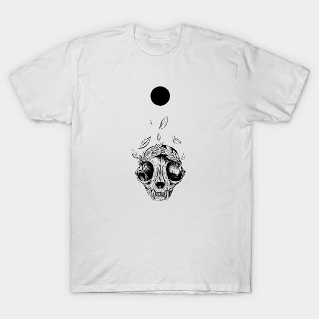 The concept of winning (lucky cat skull + laurel wreath) T-Shirt by geep44